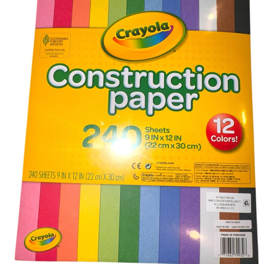 Crayola Construction Paper - 240 sheets, 12 Colors (Assorted)